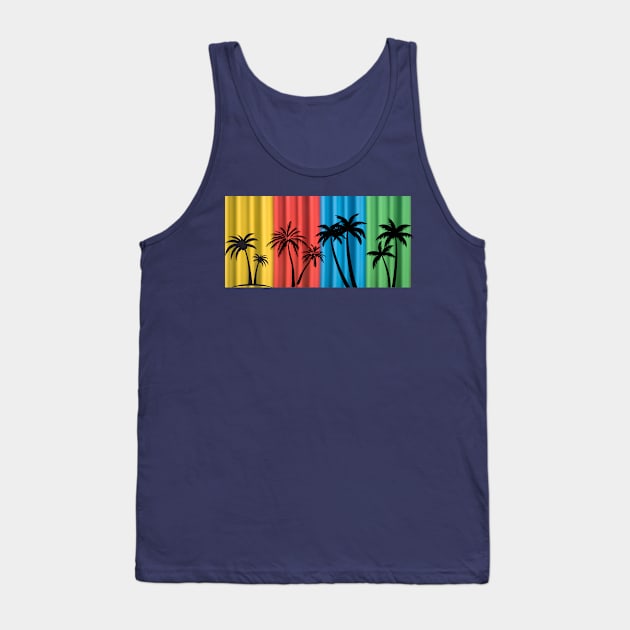 Palm Trees with Colorful Design Tank Top by B&C Fashion